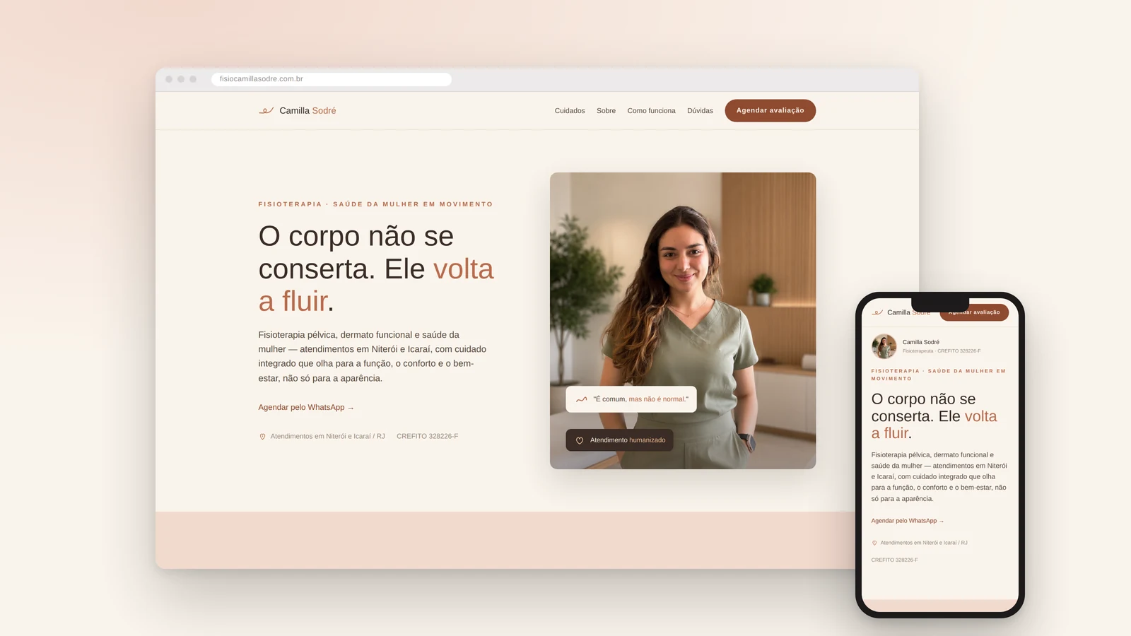 Case Camilla Sodré — identidade, site e conteúdo